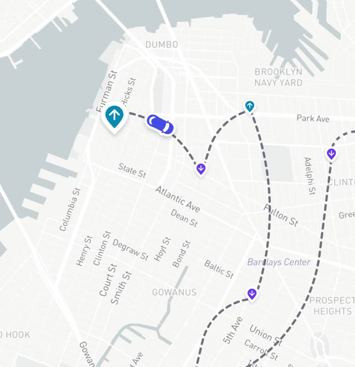 Map showing a delivery route